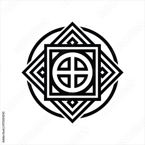 Ancient Geometric Greek Key Border Logo Design
