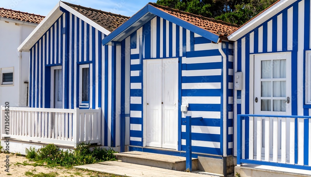Fototapeta premium Row of colorful beach huts