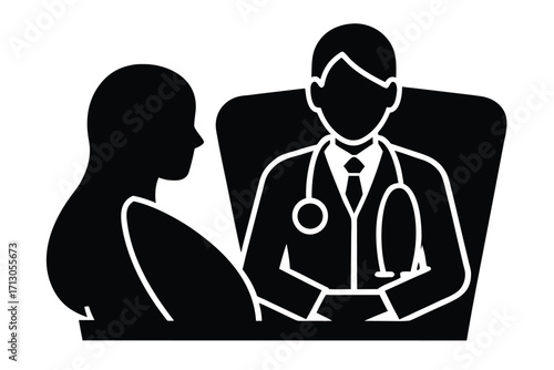 doctor consultation silhouette vector icon