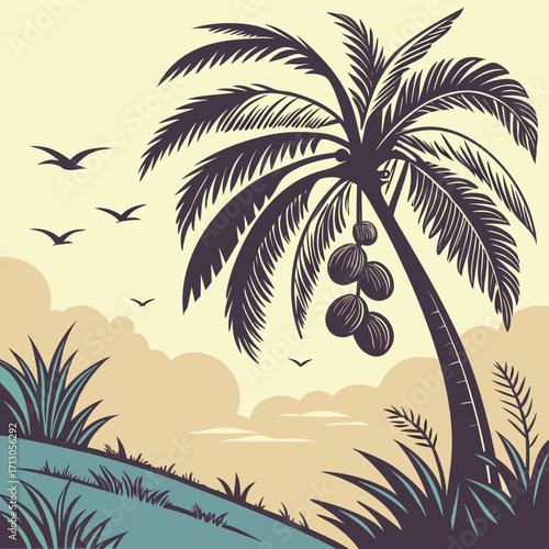 vector illustration of a tropical island