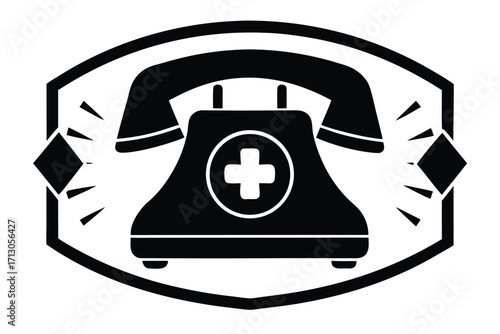 emergency call silhouette vector icon