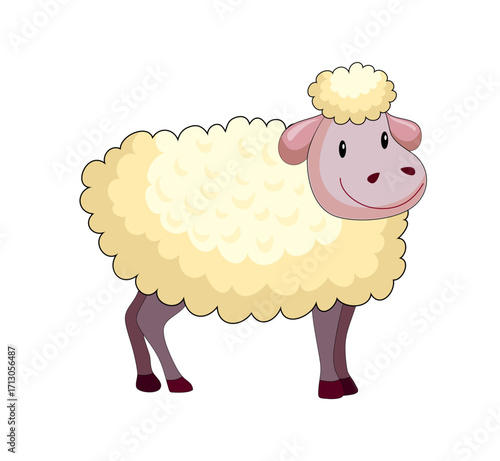 Farm animal background with colored sheep cartoon icon