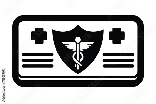 health insurance card silhouette vector icon