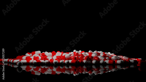Pile of pills, drugs for health issues, painkillers, overdose problem