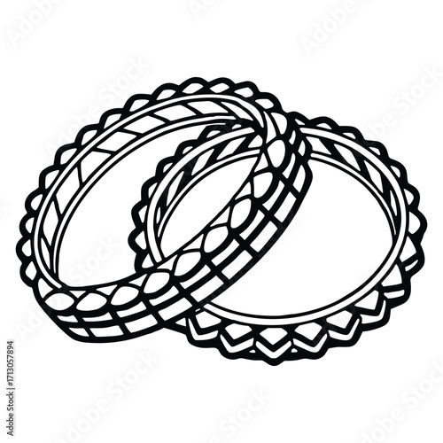 Silhouette of bracelets isolated on a white background