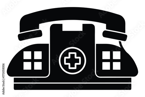hospital phone silhouette vector icon