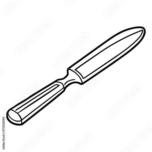 Silhouette of butter knife isolated on a white background