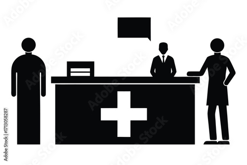 hospital reception silhouette vector icon