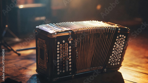 Rustic bandoneon instrument onstage highlighting Argentinian tango music atmosphere, Argentinian tango, dance blogs, countries traditions blogs, dancing school advertizing, Piazzola music