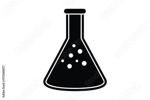 medical lab flask silhouette vector icon