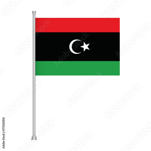 Free Download Official national symbol of libya country with red black and green horizontal stripes and crescent star - GFXLoad