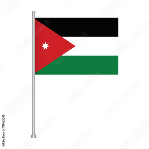 High resolution illustration of jordanian national symbol on flagpole for web and print design use cases