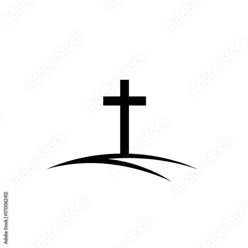 Christian cross silhouette symbol represents faith hope love and remembrance occasion religious icon isolated on white background Vector Illustration