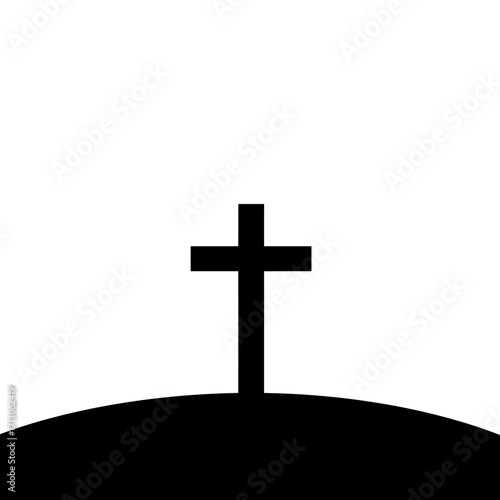 Solemn cross silhouette on hilltop symbolic of faith hope and sacrifice christian religious iconography isolated on white background Vector Illustration