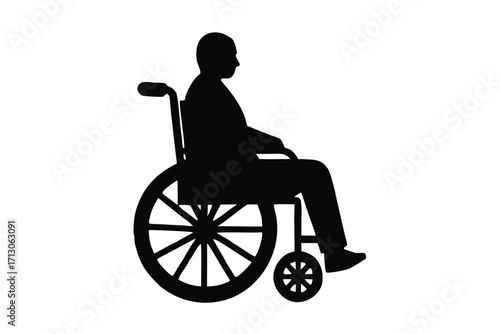 patient in wheelchair silhouette vector icon