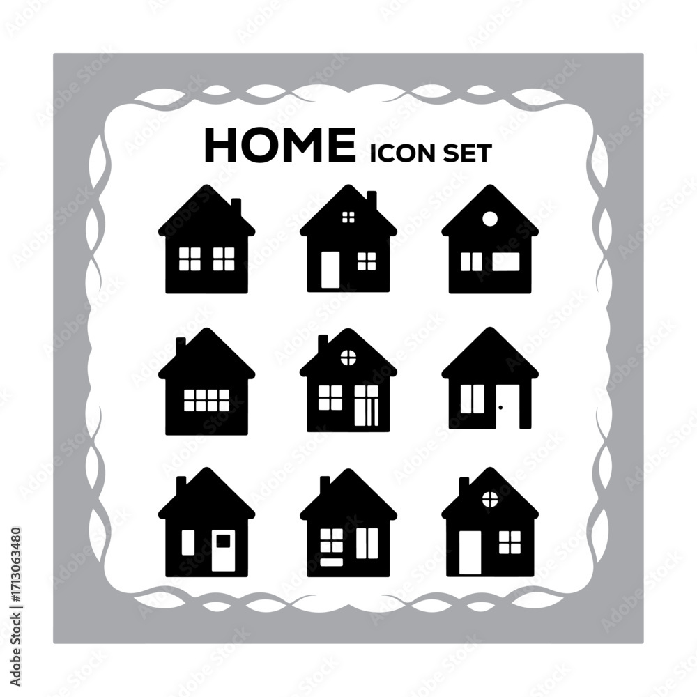 Fototapeta premium A Collection of Home Icons Displayed on a Grey Decorative Background Perfect for Real Estate Projects
