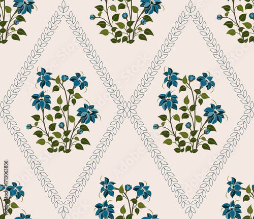 Vector Hand drawn colourful geometric flowers Motifs African boho paisley, seamless patterns with floral for fabric Ethnic Indian Pattern, textiles, clothing, wrapping paper, backdrop, banner.
