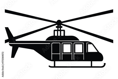 rescue helicopter winch silhouette vector icon