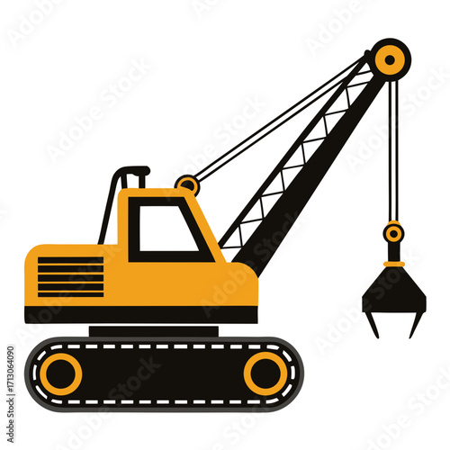 creative details Dragline excavator machine Vector Illustration