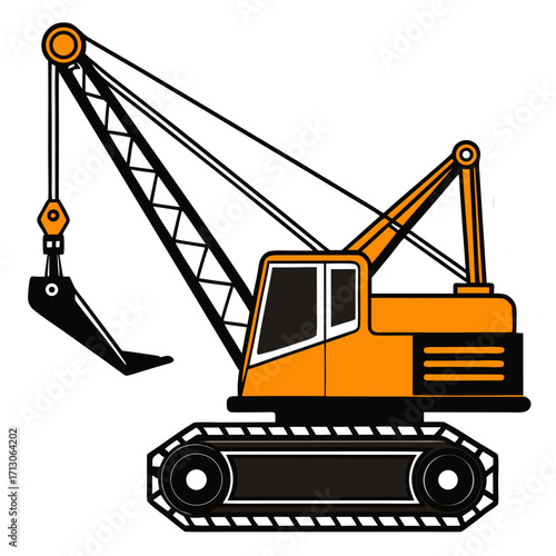 creative details Dragline excavator machine Vector Illustration