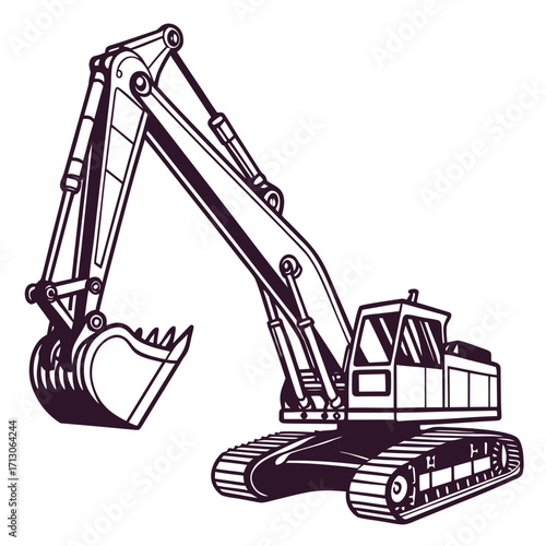 creative details Dragline excavator machine Vector Illustration