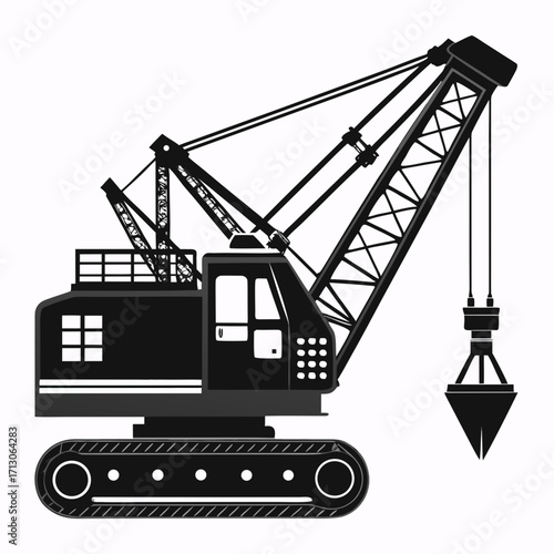 creative details Dragline excavator machine Vector Illustration