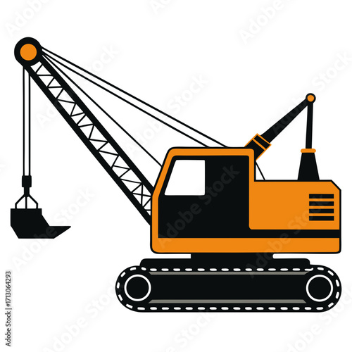 creative details Dragline excavator machine Vector Illustration