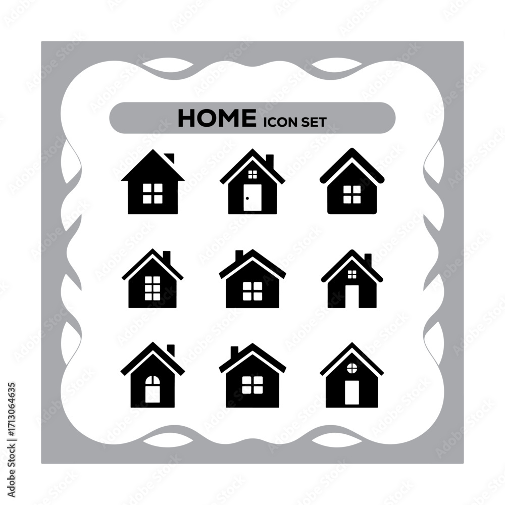 Fototapeta premium A Collection of Home Icons Displayed on a Grey Decorative Background Perfect for Real Estate Projects