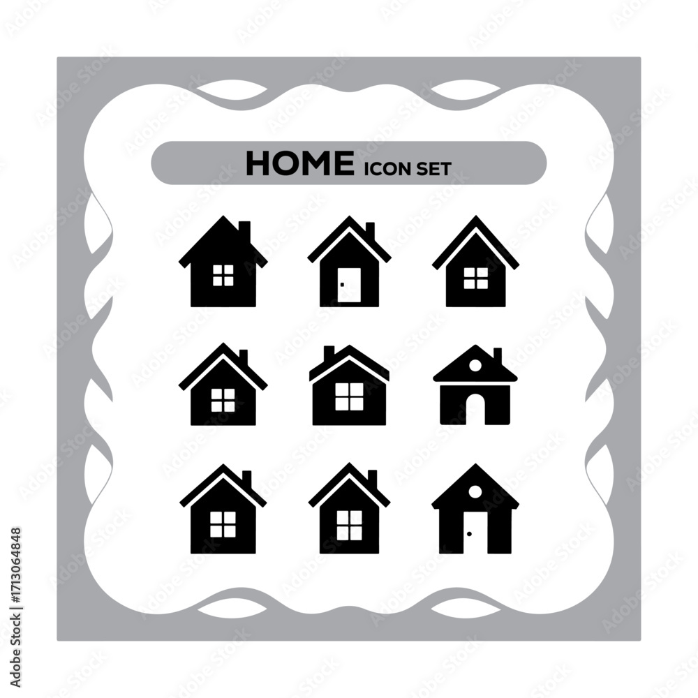 Fototapeta premium A Collection of Home Icons Displayed on a Grey Decorative Background Perfect for Real Estate Projects