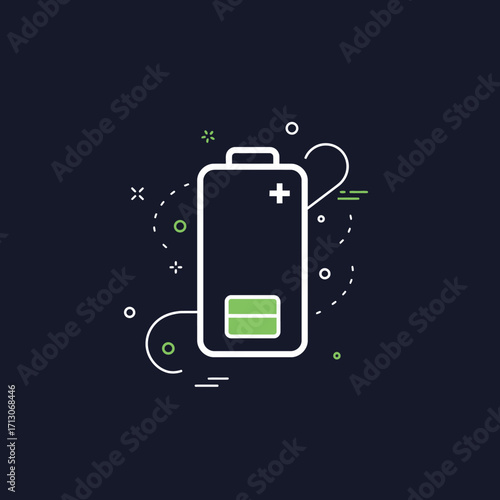 Battery Symbol Icon Vector Illustration, Energy Level Indicator
