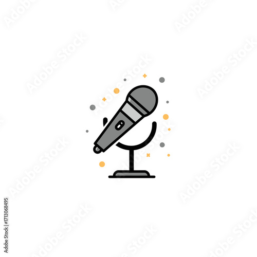 Microphone Symbol Icon Vektor Broadcast, Podcast, Radio, Singing, Communication