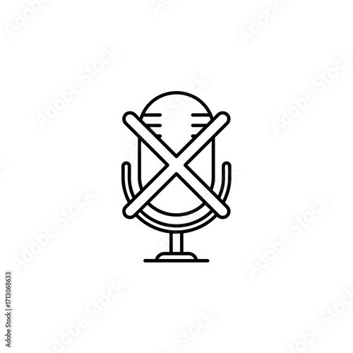 Muted Microphone Symbol Vector Icon Illustrating Silence, No Sound, and Communication Interruption - 