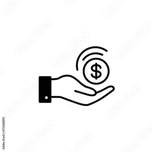 Financial Hand Symbol Investment, Payment, and Donation Icon Vector