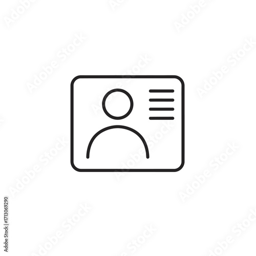 Modern personal identity card symbol, an essential vector icon for secure identification and access control, representing user profiles and official documentation in a clean, graphic style