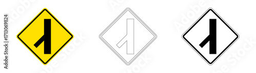 Left Minor Side Road Intersection Traffic Sign in Vector Format