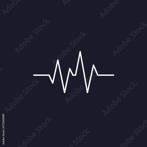 A minimalist heartbeat line symbol, a simple cardiogram pulse wave icon, and a medical health monitoring vektor illustration