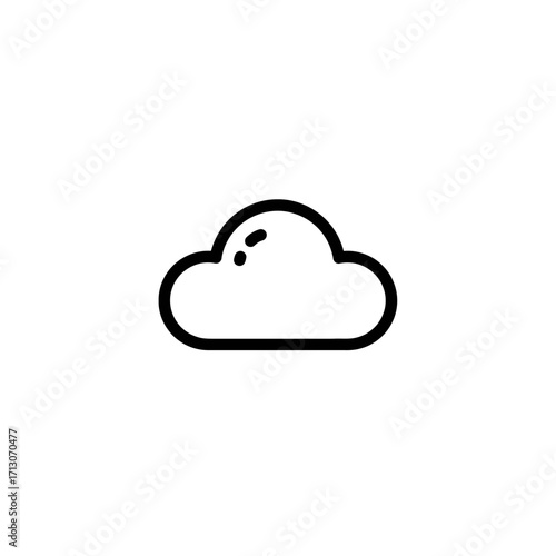 Simple cloud data storage symbol icon vektor graphic in a clean outline style, perfect for illustrating weather apps, network connections, or digital information services and concepts