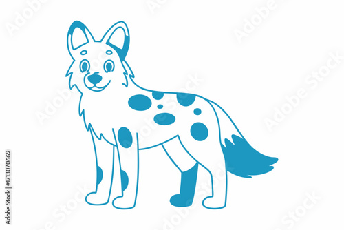 stylized cartoon illustration of a playful spotted fox