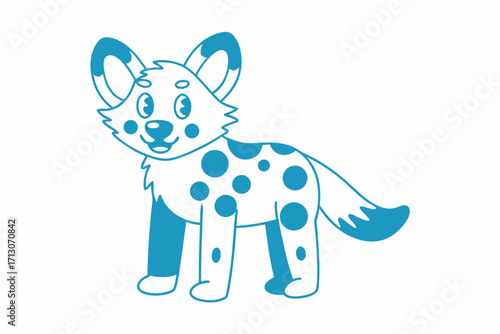 stylized cartoon illustration of a playful spotted fox