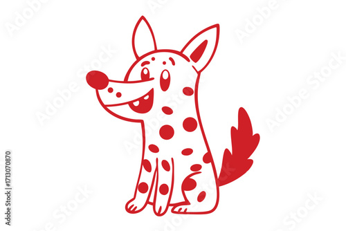 stylized cartoon illustration of a playful spotted fox