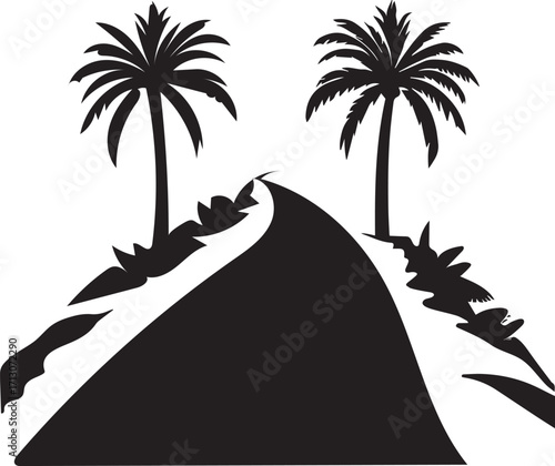 Island Road With Palm Trees Silhouette
