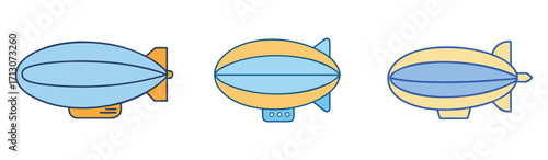 Cartoon airship zeppelin vector illustration, vintage blimp graphic, sky transport drawing design, travel