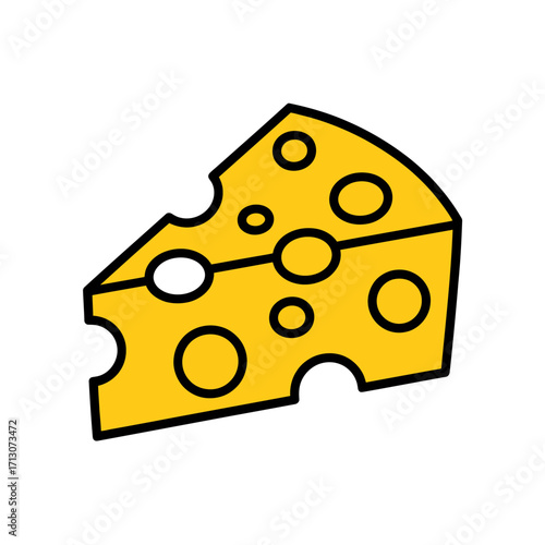 Illustration of a delicious yellow cheese wedge with holes perfect for food blogs and culinary designs and children books