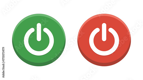 Green and Red Power Buttons for Start and Stop with Universal Symbol for Power Control and Functionality