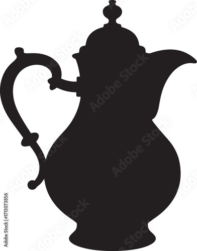 Silhouette of an Ornate Coffee Pot