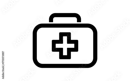 Minimalist First Aid Kit Illustration Medical Assistance and Healthcare Icon Black and White Design Clean Graphic Symbol for Emergency Services