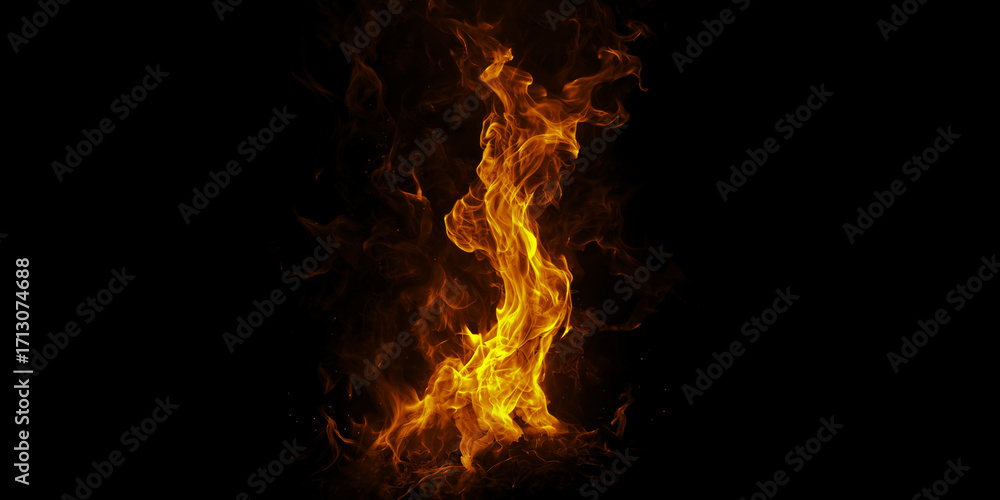 Fototapeta premium Dancing Flames A captivating display of fiery passion burning bright illuminating the darkness with intense energy