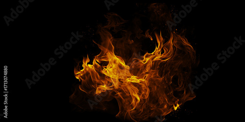 Photography Dancing flames ignite the darkness a symbol of raw power and destruction amidst
