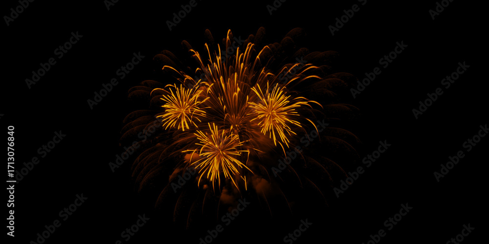 Fototapeta premium A dazzling golden fireworks display illuminating the night sky celebrating freedom and joy at an outdoor festival with a