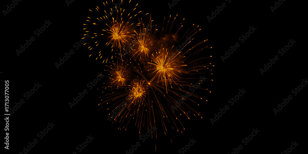 Fototapeta premium Golden fireworks burst against the night sky celebrating a special occasion evoking joy and wonder with a dark